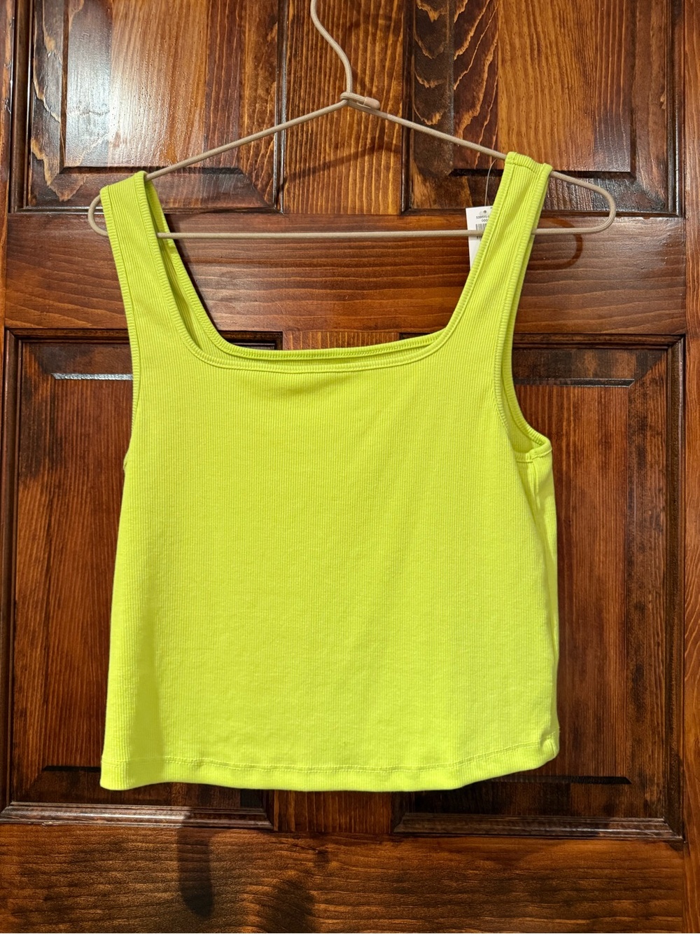 Old Navy Bright Lime Ribbed Square Neck Crop Tank